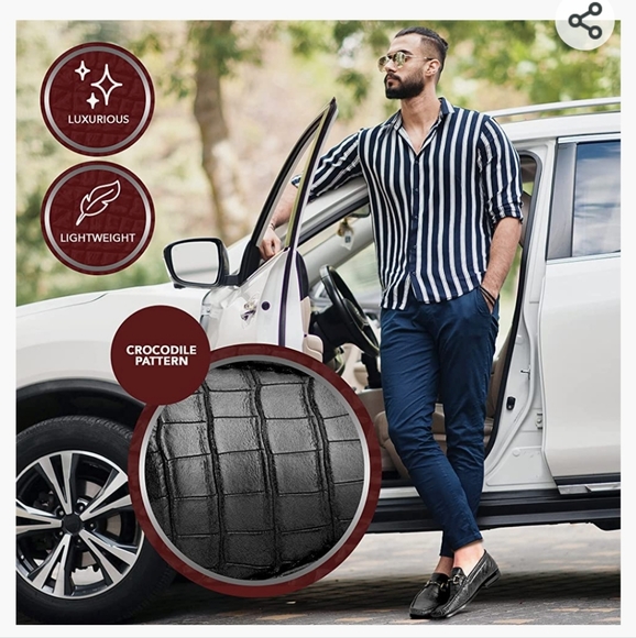 NIB Mens Easy Strider Timeless Classy Comfort Loafer Shoes Black Croc Size 10 - Picture 1 of 16